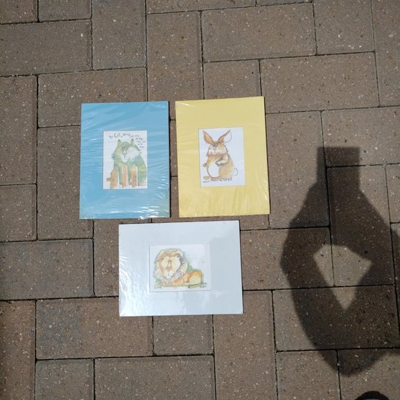 BRAND NEW SET OF 3 NEDOBECK PRINTS WITH CAT, LION, AND RABBIT AND CUSTOM MATS - Picture 4 of 14